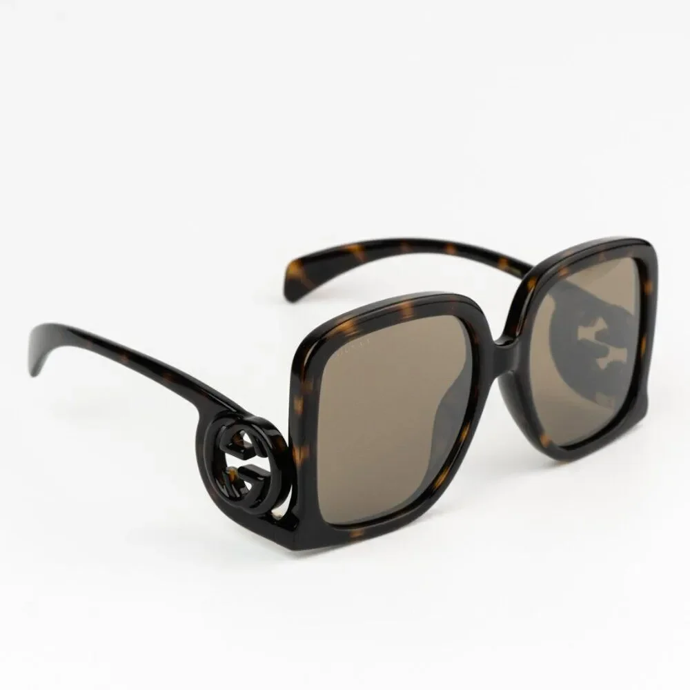 NEW Gucci GG1326S 007 Havana Brown Mirror Oversized Square Unisex Sunglasses